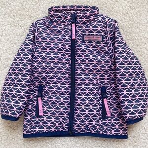 Vineyard Vines Baby Puffer Jacket 0–3M | Pink & Navy Quilted